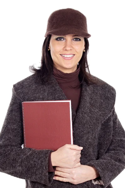 Aantrekkelijke dame student met boek — Stockfoto