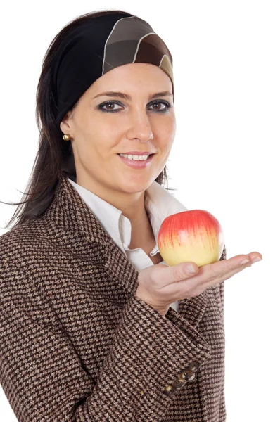 Az apple a kezét a vonzó lány — Stock Fotó