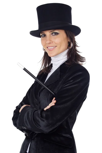 Atraktivní obchodní žena s kloboukem — Stock fotografie