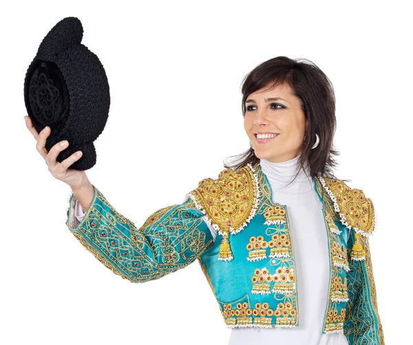 Attraente donna vestita torero — Foto Stock