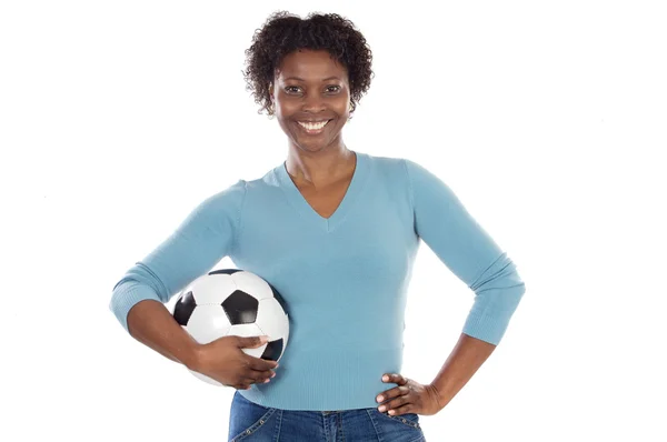 Futbol topu ile güzel kız — Stok fotoğraf
