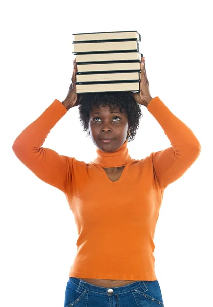 Vrouw met boeken — Stockfoto