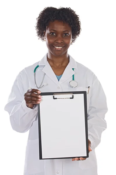 Жінка лікар білий буфер обміну — стокове фото