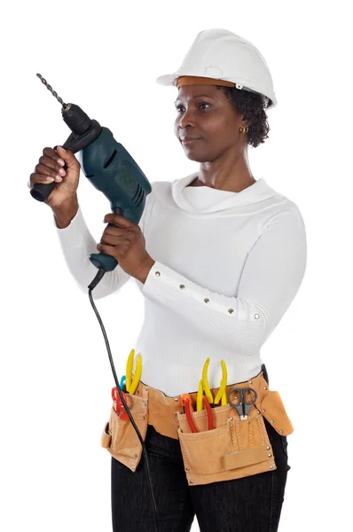 Mujer con casco y herramientas —  Fotos de Stock