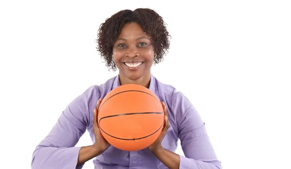 Nő a léggömb a kosárlabda — Stock Fotó