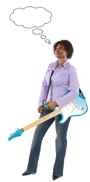 महिला इलेक्ट्रिक गिटार खेळत आहे — स्टॉक फोटो, इमेज