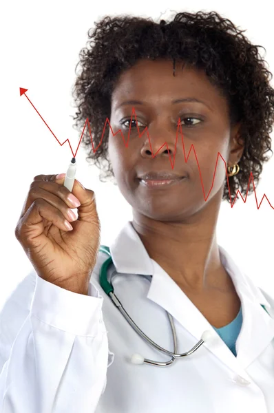 Donna afroamericana medico scrivendo — Foto Stock