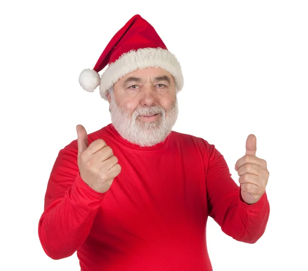 Divertido Santa Claus diciendo OK con sus pulgares — Foto de Stock