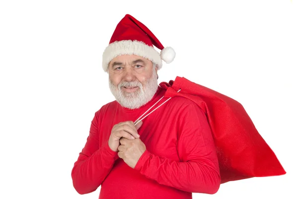 Funny Santa Claus with red sack — Stock Photo, Image