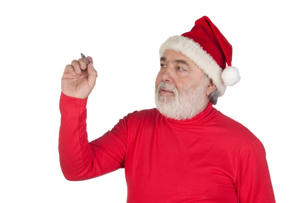 Funny Santa Claus writing with a pen — Stock Photo, Image