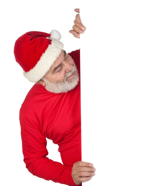 Funny Santa Claus con cartel —  Fotos de Stock