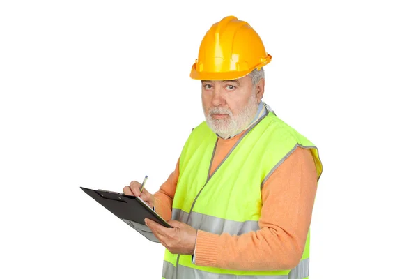 Senior inspector with hoary hair and clipboard — Stock Photo, Image