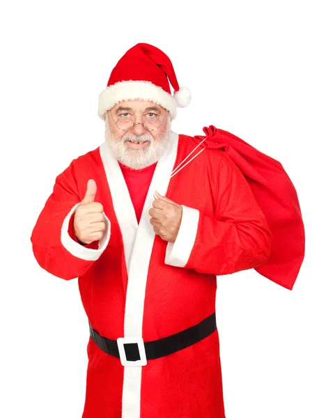 Santa Claus with a full sack saying OK — Stock Photo, Image