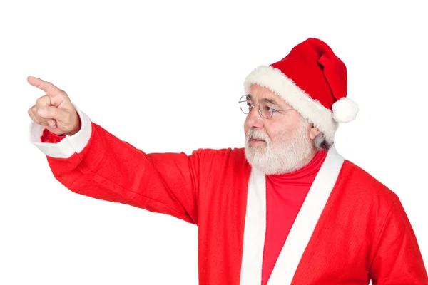 Santa claus wskazując palcem — Zdjęcie stockowe