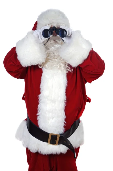 Weihnachtsmann mit Fernglas — Stockfoto