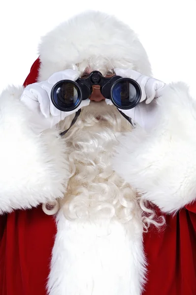 Weihnachtsmann mit Fernglas — Stockfoto