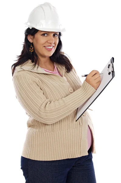 Atrakcyjny inżynier w ciąży — Zdjęcie stockowe