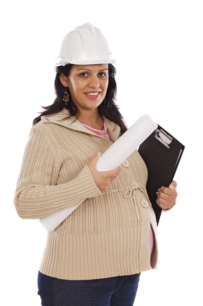 Attractive pregnant engineer — Stock Photo, Image
