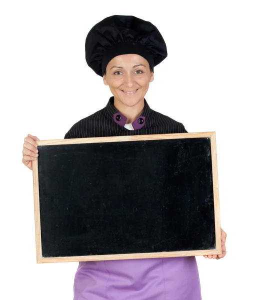 Gotować dość kobieta z tablicy — Zdjęcie stockowe