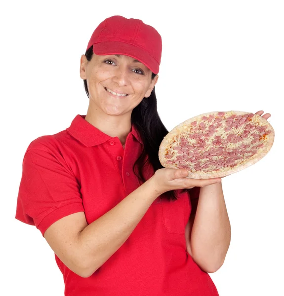 Entrega mujer de pizza —  Fotos de Stock
