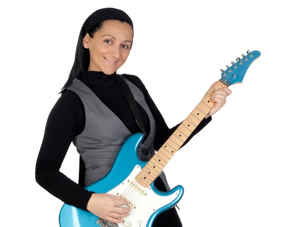 Chica jugando guitarra eléctrica — Foto de Stock