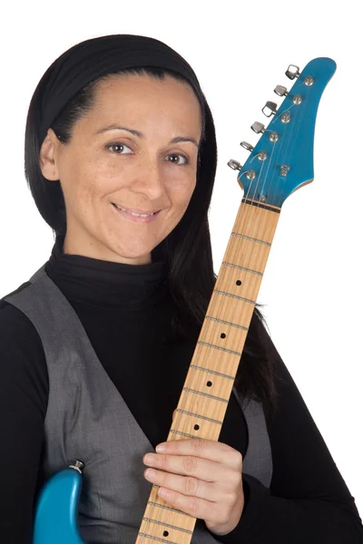 Chica con guitarra eléctrica — Foto de Stock