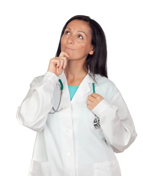 Adorable medical woman thinking — Stock Photo, Image