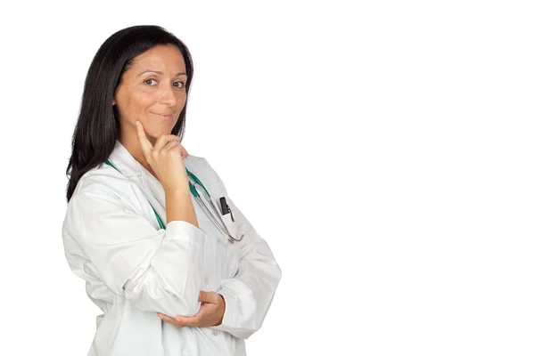 Mujer médica adorable pensando —  Fotos de Stock