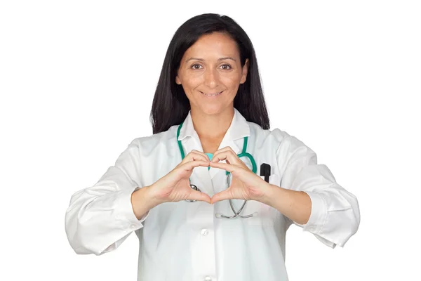 Γιατρός να βάλει τα χέρια τους σε σχήμα καρδιά — Φωτογραφία Αρχείου