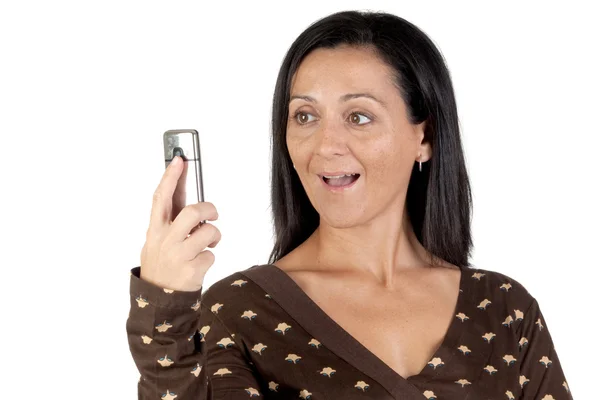 Menina atraente com um celular — Fotografia de Stock