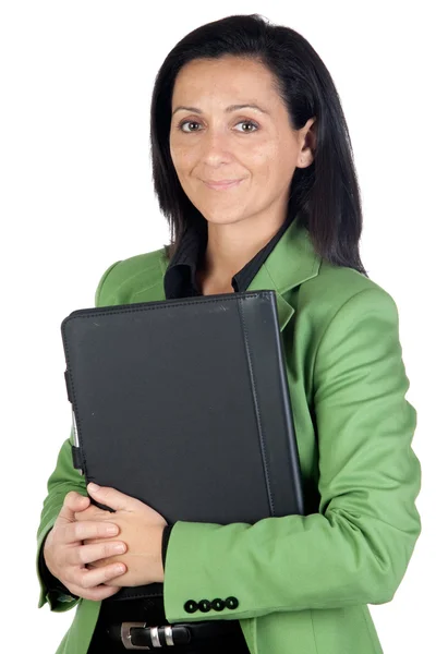 Businesswoman with green jacket — Stock Photo, Image