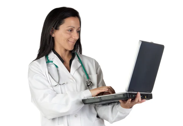Nő orvos laptop — Stock Fotó