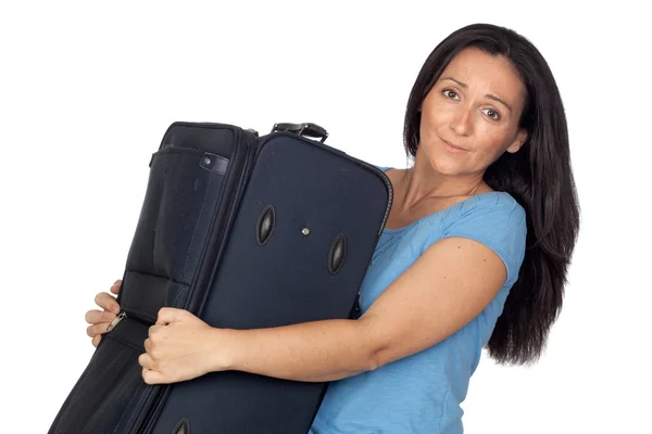 Kobieta z ciężkie walizki — Zdjęcie stockowe