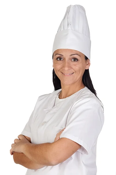 Гарненька кухарка з уніформою — стокове фото