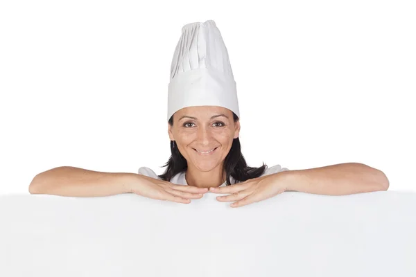 Güzel kız üniforması ile pişirmek — Stok fotoğraf