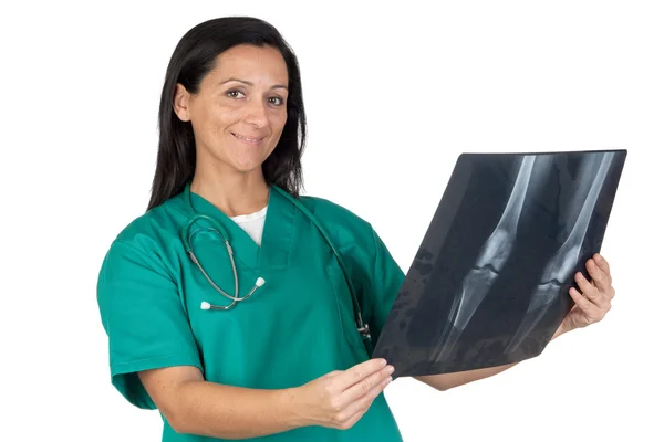 Mujer doctora feliz con radiografía —  Fotos de Stock