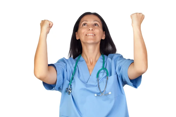 Vinnare kvinna läkare — Stockfoto