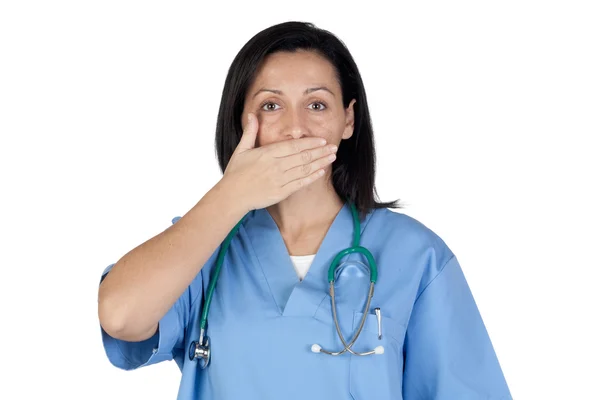 Attractive doctor woman mute — Stock Photo, Image