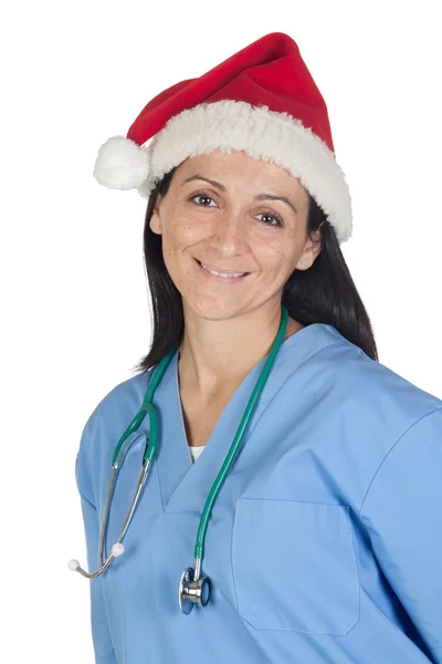 Aantrekkelijke dokter vrouw met kerst kop — Stockfoto