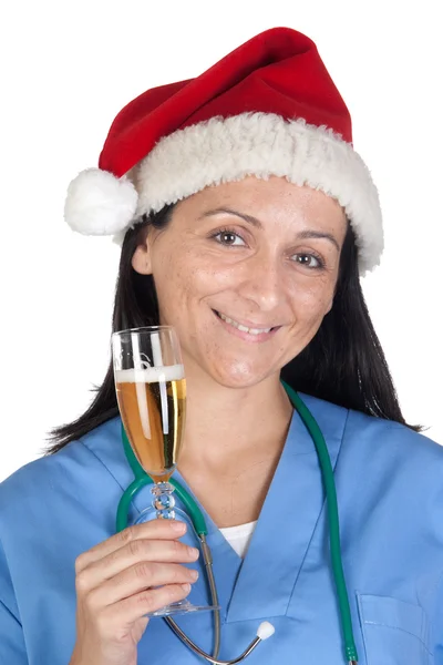 Atractiva mujer doctora con copa de Navidad — Foto de Stock
