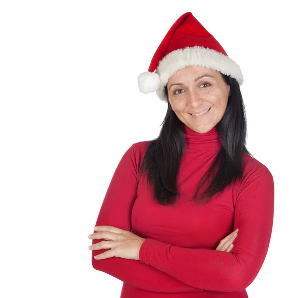 クリスマスの帽子を持つ美しい女の子 — ストック写真