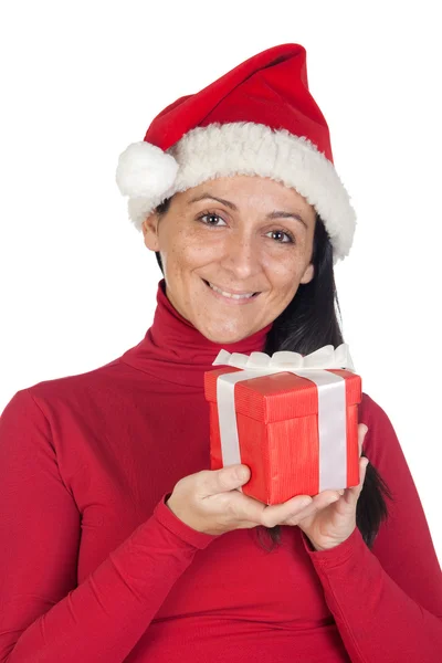 Piękna dziewczyna z hat Bożego Narodzenia — Zdjęcie stockowe