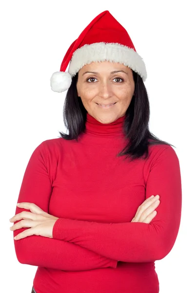Vacker flicka med jul hatt — Stockfoto