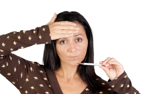 Sick girl with thermometer — Stock Photo, Image