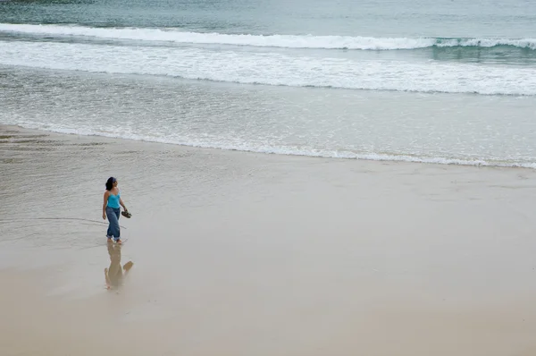 stock image Beautiful girl on the beach