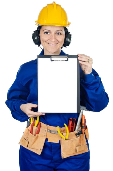 Lady construction worker — Stock Photo, Image