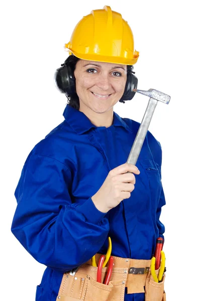 Lady byggnadsarbetare — Stockfoto