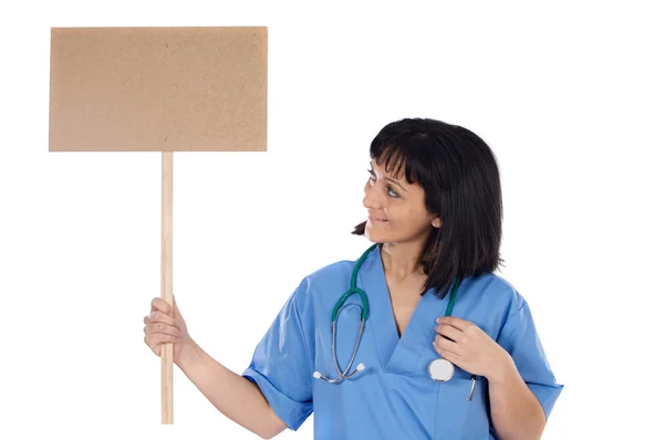 Woman doctor with cartel — Stock Photo, Image