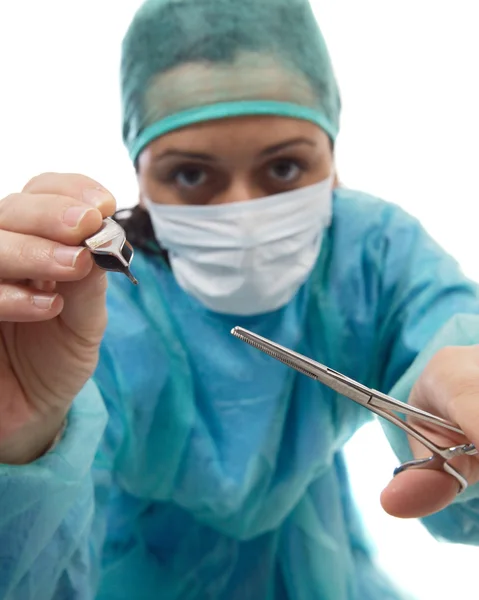 Mujer doctora operando — Foto de Stock