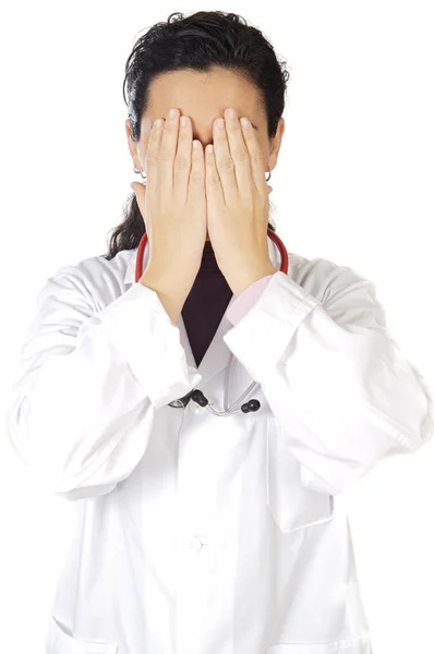 Doctor with the hands in the face — Stock Photo, Image